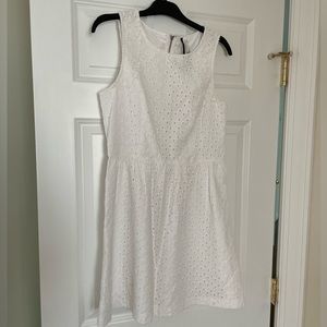 White Eyelet Zipper Back Dress